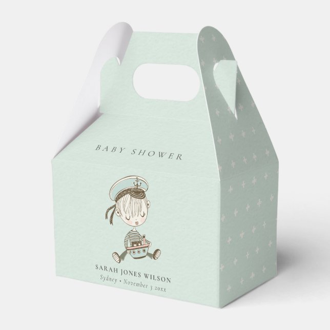 Ballotins Aqua Blue Boys Little Sailor Baby shower nautique (Verso)
