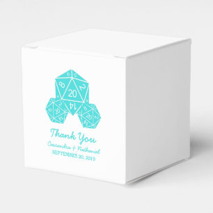 Ballotins Aqua D20 Dice Wedding Favor Box