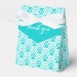 Ballotins Aqua géométrique et blanc merci boîte cadeau