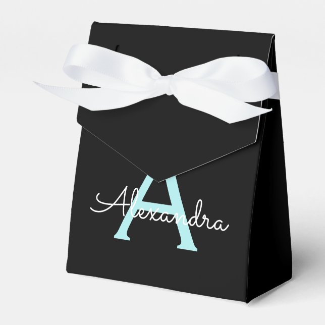 Ballotins Aqua Teal Blue Script Girly Monogram (Verso)