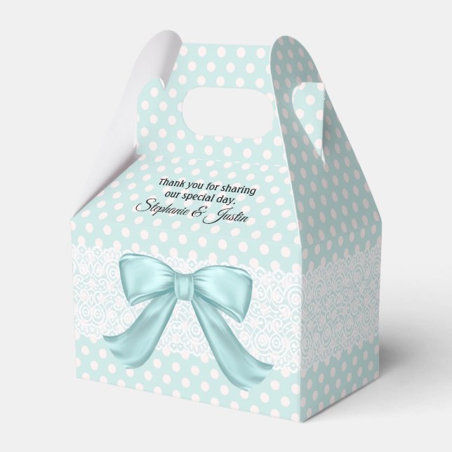 Ballotins Aquamarine et blanc Polka Dot Favoriser boîte cade (Verso)