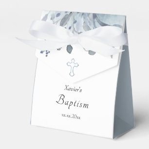 Ballotins aquarelle bleue poussiéreuse   Ballotin du baptême