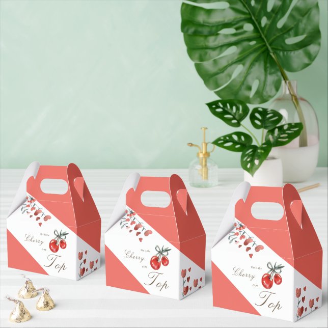 Ballotins Aquarelle Coeur cerise florale sur le Baby shower  (Multiple)