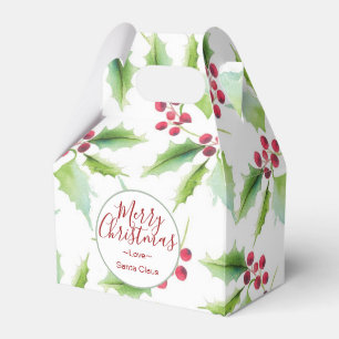 Ballotins Aquarelle de Noël Holly Motif Rouge et Vert