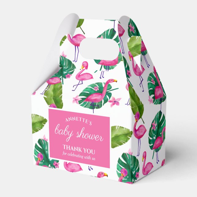 Ballotins Aquarelle Flamant rose rose Feuille tropical Motif (Verso)