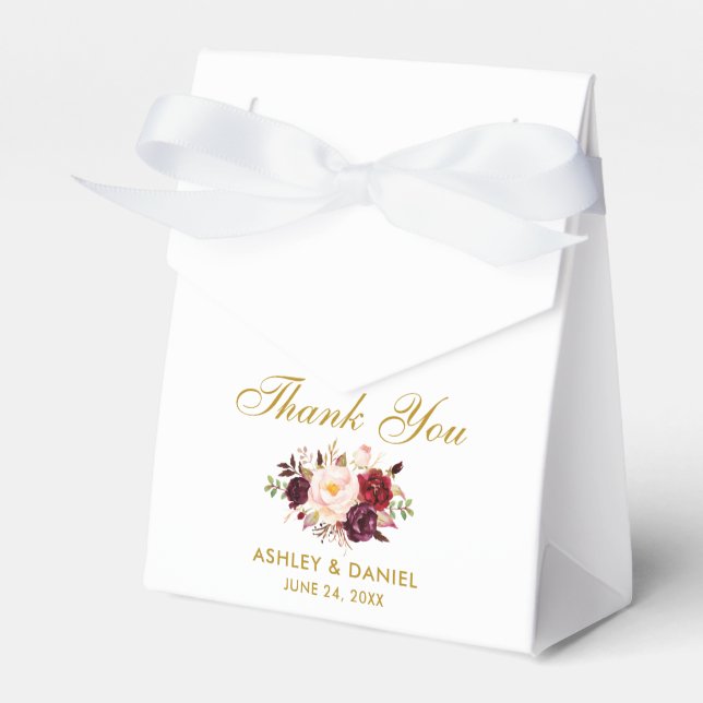 Ballotins Aquarelle Floral Bourgogne Gold Mariage Merci B (Verso)