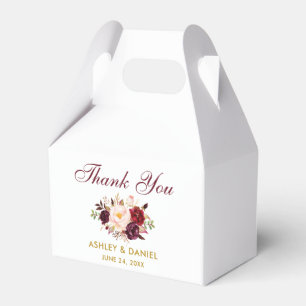 Ballotins Aquarelle Floral Bourgogne Mariage Merci Or