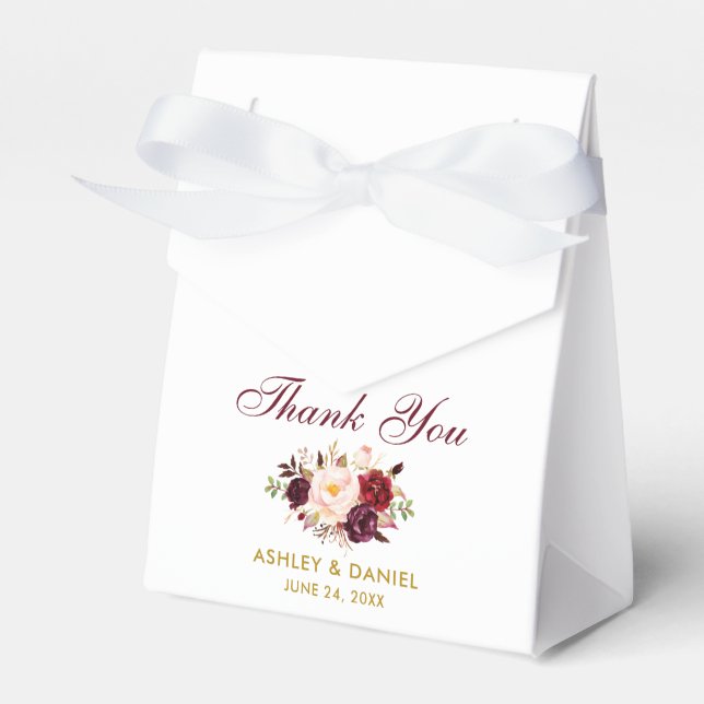 Ballotins Aquarelle Floral Bourgogne Mariage Merci Or (Verso)