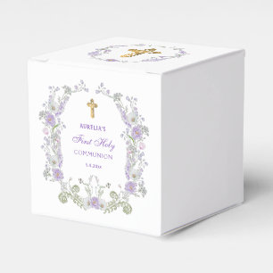 Ballotins Aquarelle Lilac Fleurs Premier Cube Communion