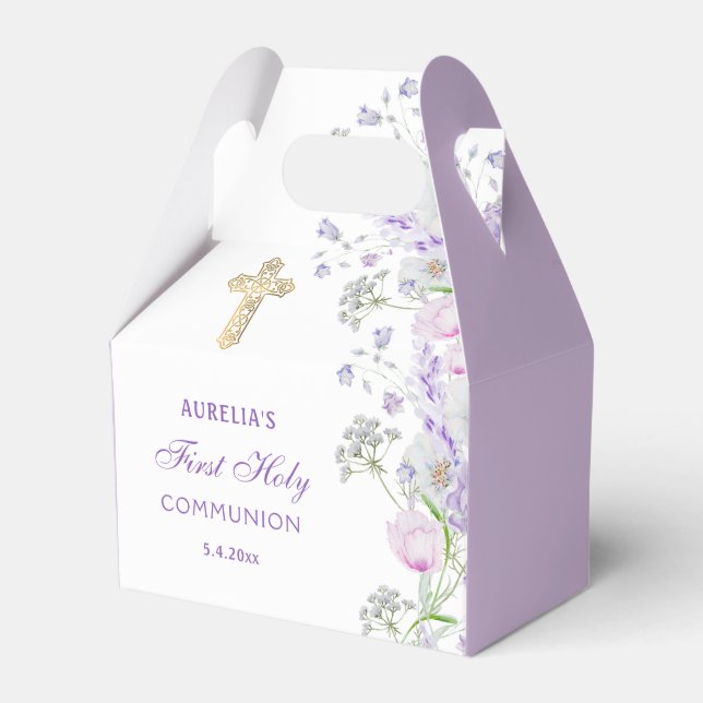 Ballotins Aquarelle Lilac Fleurs Première Communion Gable (Verso)
