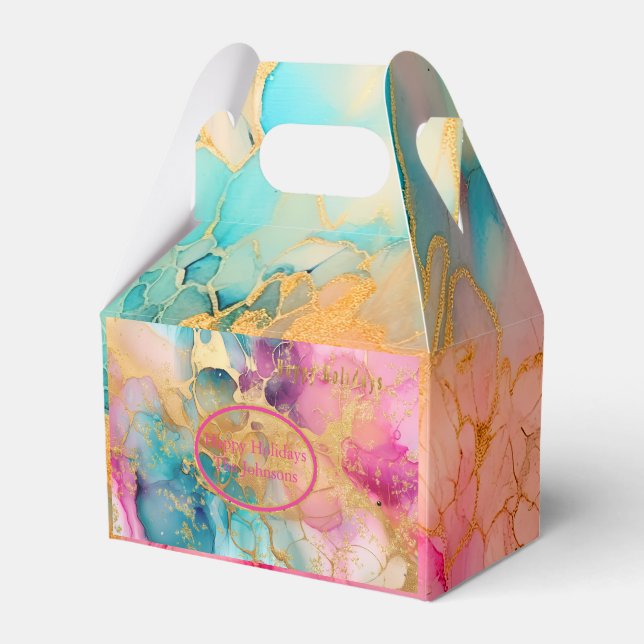 Ballotins Aquarelle Luxe Pink Blue et Gold Abstrait (Verso)