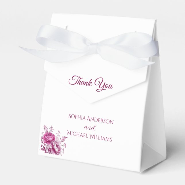 Ballotins Aquarelle Magenta Peony Mariage Merci (Verso)