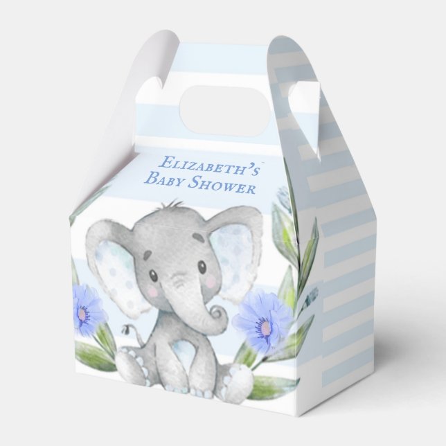Ballotins Aquarelle mignonne Baby shower éléphant garçon (Verso)