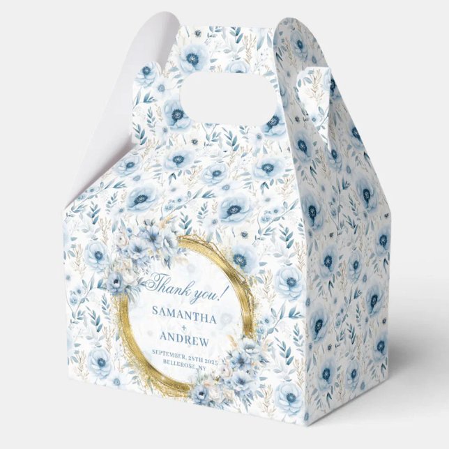 Ballotins Aquarelle moderne Boho Pastel Blue Gold Mariage (Modern Watercolor Boho Pastel Blue Gold Wedding Favor Boxes)