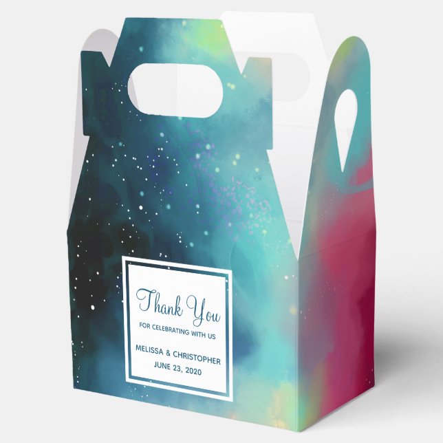 Ballotins Aquarelle moderne Green & Red Space Nebula (Ouvert)