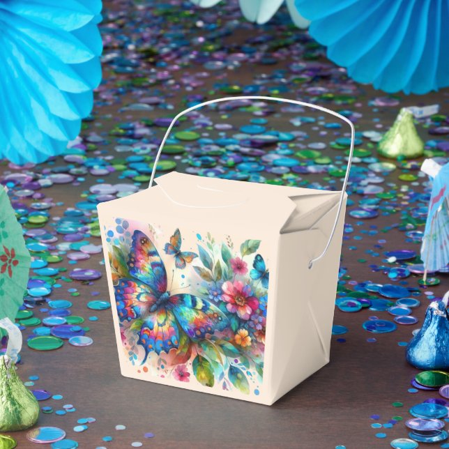 Ballotins Aquarelle Papillon Floral Fleurs Bleu rose (Fête)