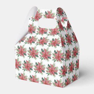 Ballotins Aquarelle Poinsettia Rouge Floral Noël