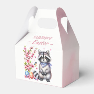 Ballotins Aquarelle Raccoon Oeufs de Pâques et fleurs -
