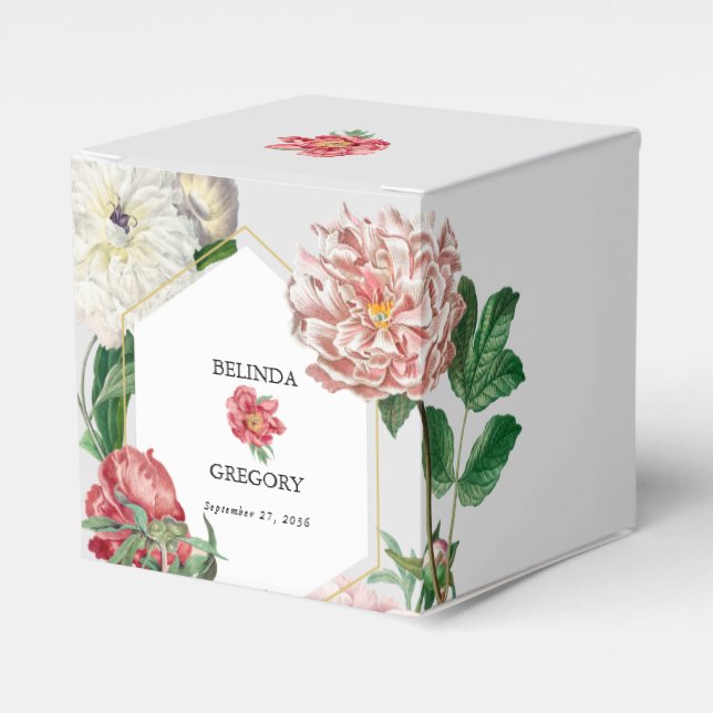 Ballotins Aquarelle rose blanc pivoines Mariage (Verso)