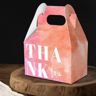 Ballotins Aquarelle rose et orange Merci Mariage