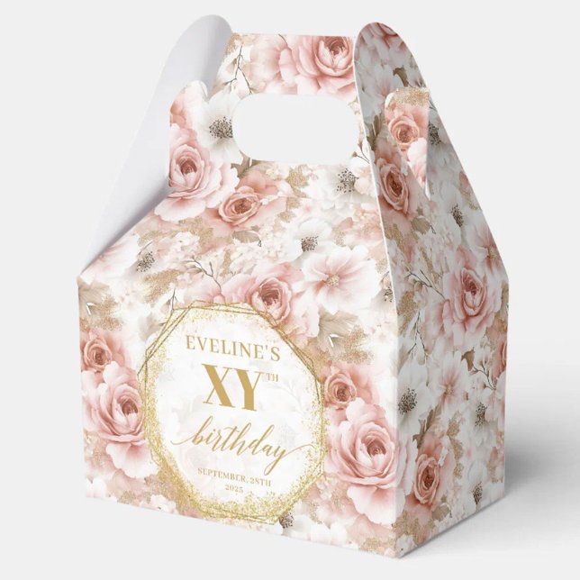 Ballotins Aquarelle rose foncé élégant Ballotin d'anniversai (Stylish Dusty Pink Watercolor Birthday Favor Box)