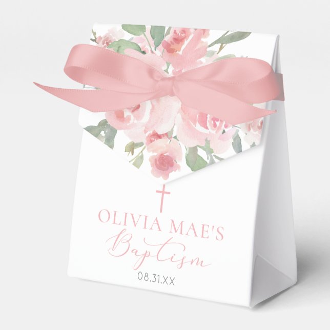 Ballotins Aquarelle Rose Jardin fille Baptême (Verso)