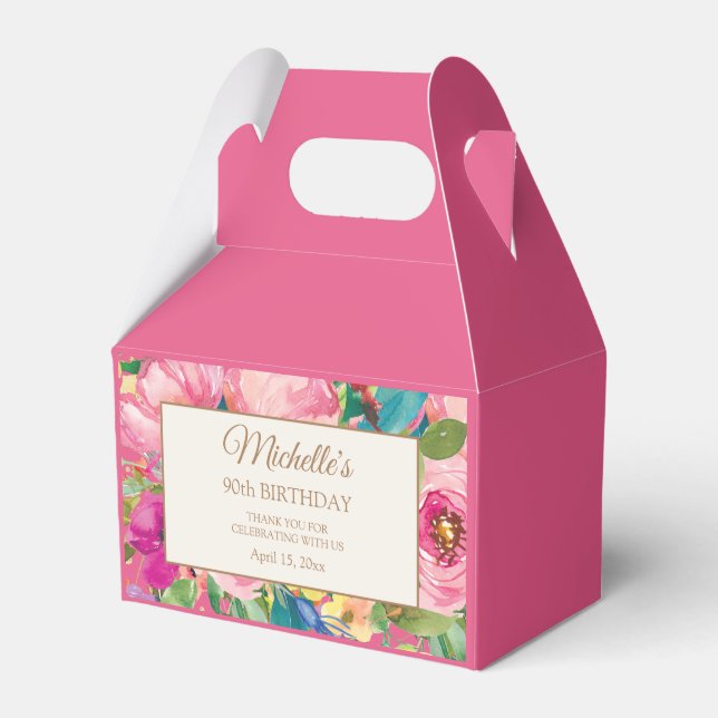 Ballotins Aquarelle rose jaune Floral 90e anniversaire (Verso)