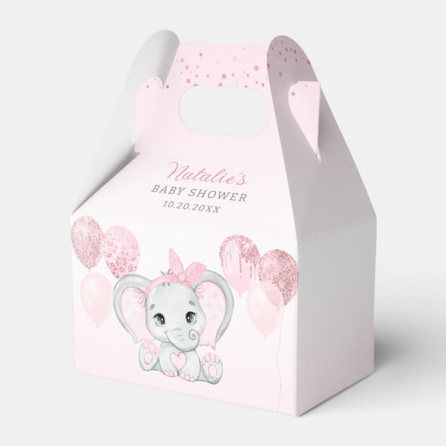 Ballotins Aquarelle rose mignonne Eléphant Baby shower fille (Verso)