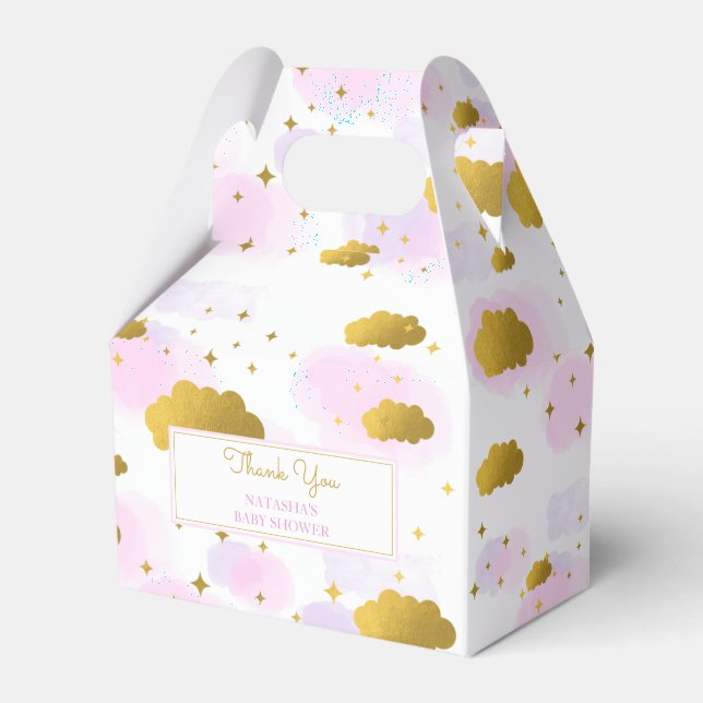 Ballotins Aquarelle rose Nuages Gold Stars Sky Baby shower (Verso)