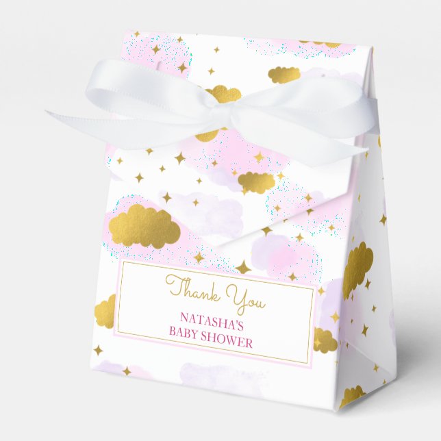Ballotins Aquarelle rose Nuages Gold Stars Sky Baby shower (Verso)
