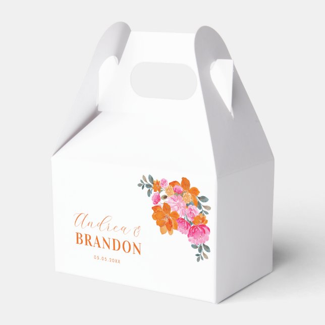 Ballotins Aquarelle rose orange Jardin Noms floraux Mariage (Verso)