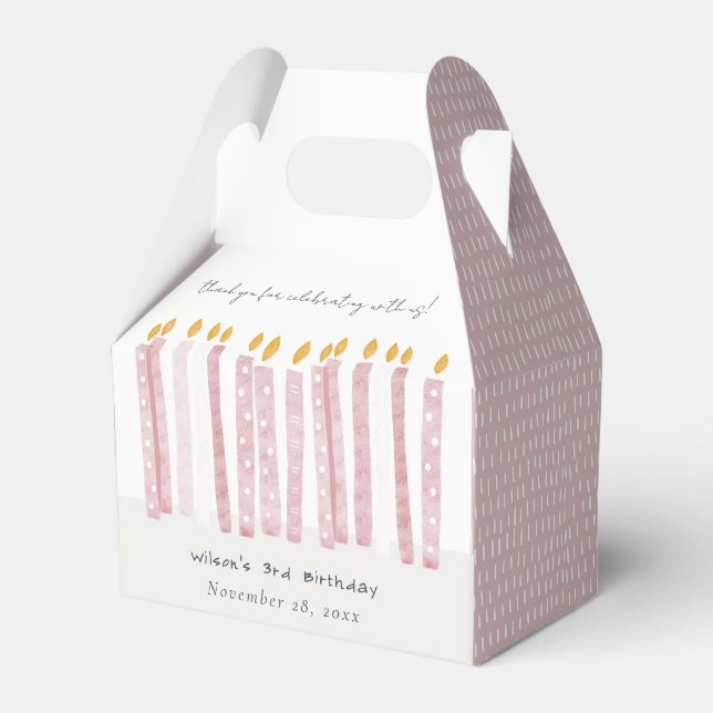 Ballotins Aquarelle rose pastel mignonne aux bougies d'anniv (Verso)