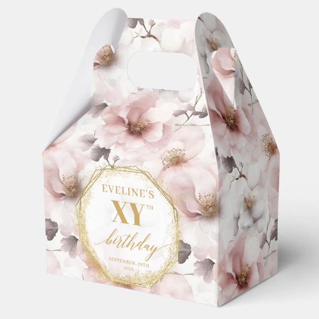 Ballotins Aquarelle rose roux rayonnante 50e anniversaire (Radiant dusty pink boho watercolor 50th birthday favor boxes)