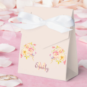 Ballotins Aquarelle Roses Jaunes Rose, Monogramme