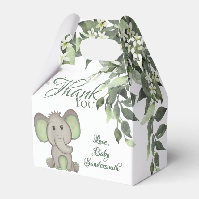 Ballotins Aquarelle Sexe Baby shower d'éléphant neutre (Verso)