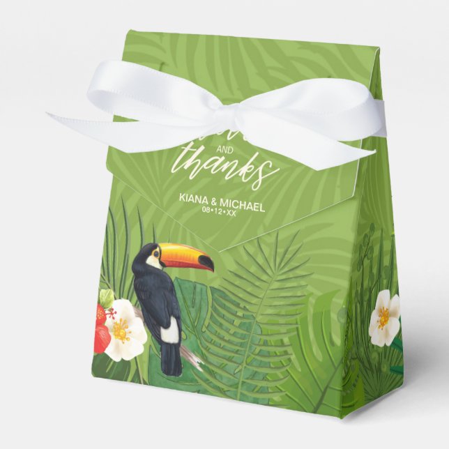 Ballotins Aquarelle Tropical avec Mariage Toucan Green ID577 (Verso)