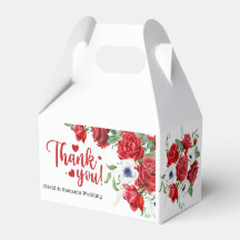 Aquarelle verte et rouge Floral Wedding Favor Box