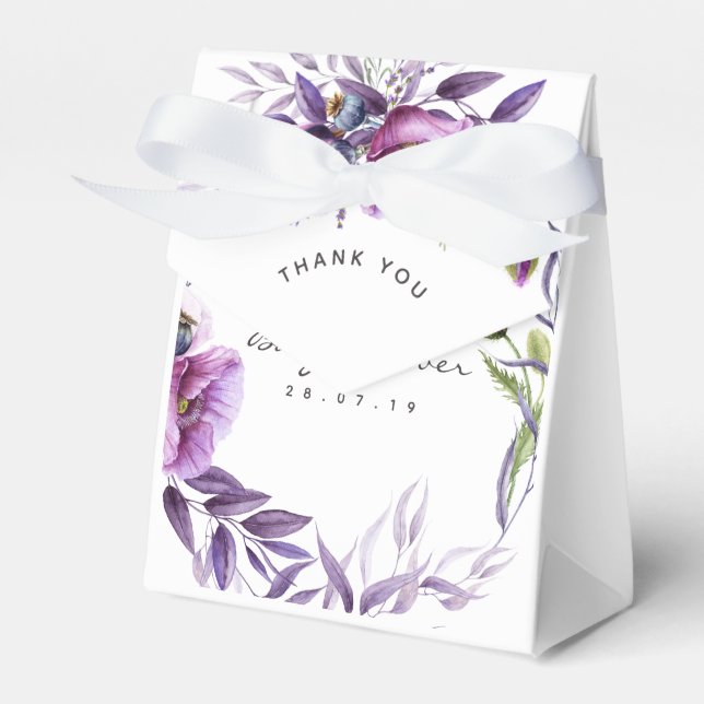 Ballotins Aquarelle Violet Poppy Floral Baby shower Merci (Verso)