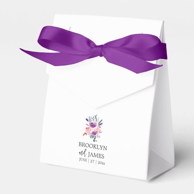 Ballotins Aquarelle violette Mariage floral Favoriser les bo (Verso)