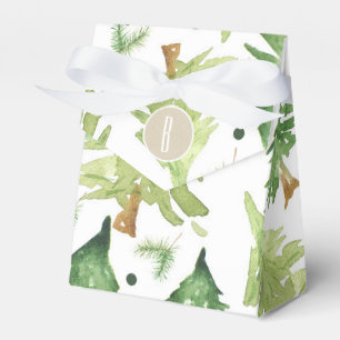 Ballotins Arbres de pin aquarelle Kraft rustique moderne Fêt