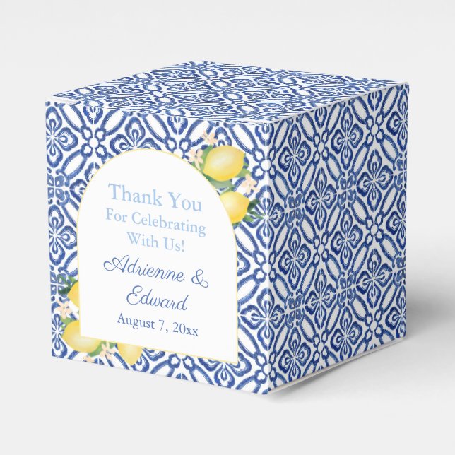Ballotins Arche Forme Amalfi Lemons Bleu Carreaux Blancs Mar (Verso)