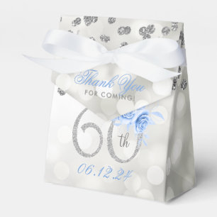 Ballotins Argent 60e anniversaire Merci Floral Blue