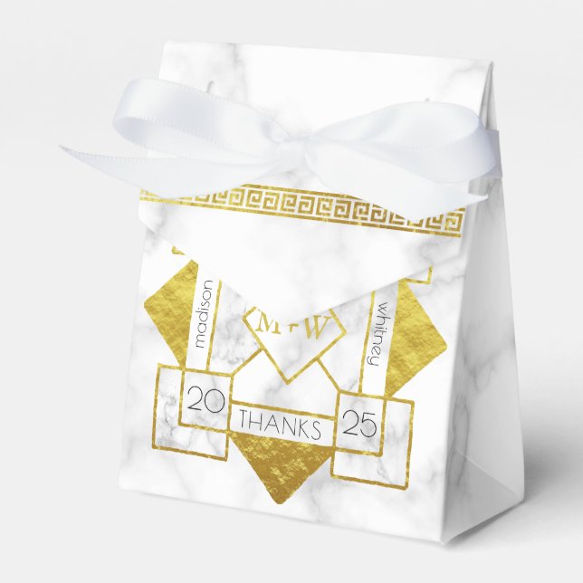 Ballotins Art Déco Amour et Merci Mariage Marble Gold Foil (Verso)