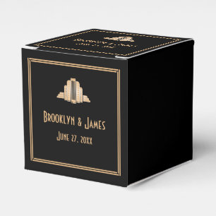 Ballotins Art Déco Gatsby Black Wedding Favoriser Les Boîtes