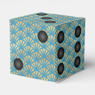 Ballotins Art Déco Gold Fan Dice ou Die Casino Party
