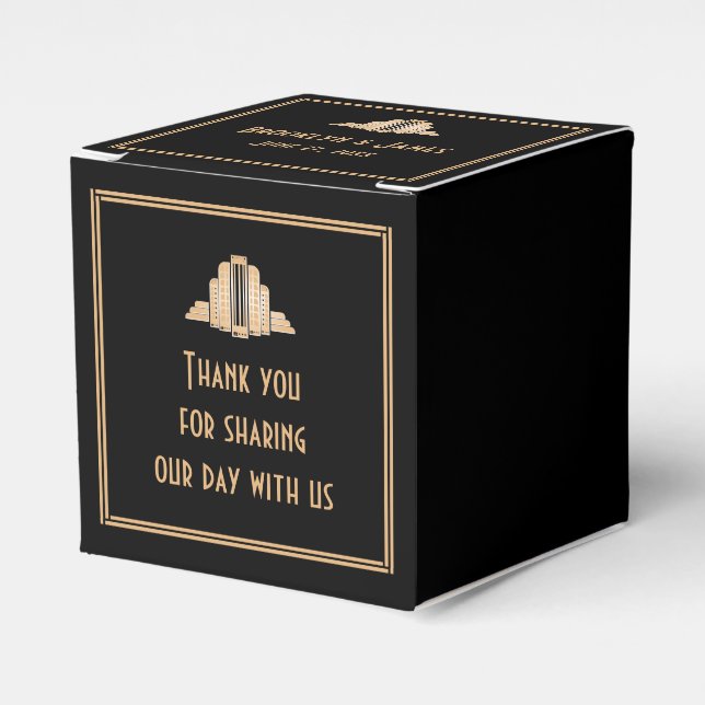 Ballotins Art Déco Grand Gatsby Merci Mariage Favor Box (Verso)