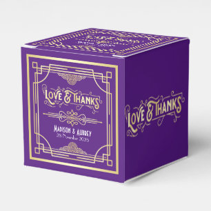 Ballotins Art Déco Mariage Love & Thanks Gold Purple Favoris