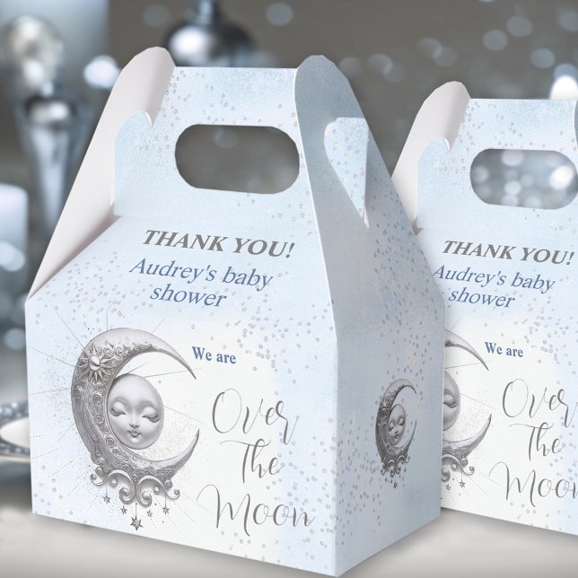 Ballotins Au-dessus de la Lune Blue Boy Baby shower Ballotin (Over The Moon Blue Boy Baby Shower Favor Box)