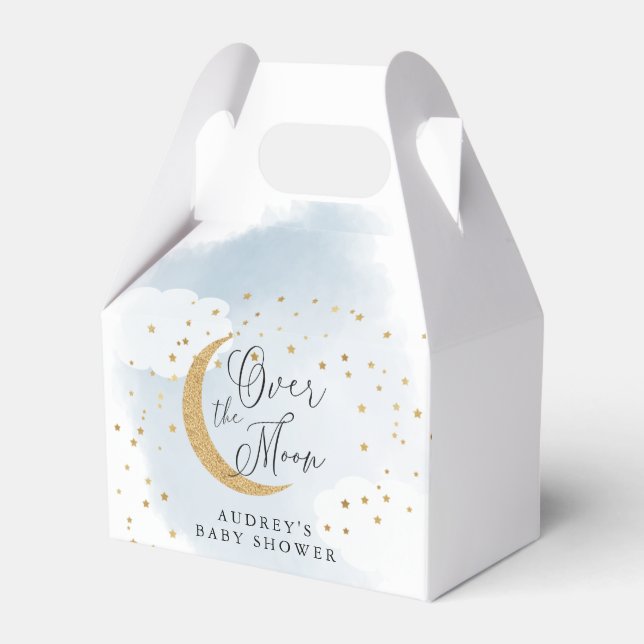 Ballotins Au-dessus du Baby shower bleu Moon Gold Stars (Verso)