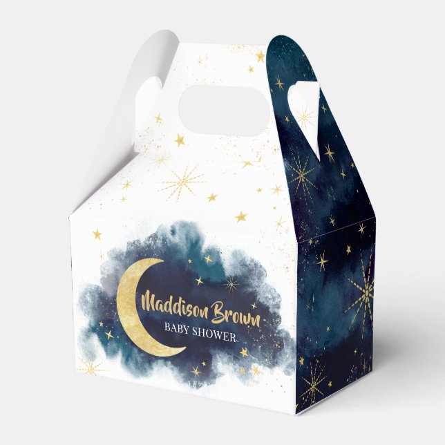 Ballotins Au-dessus du Baby shower bleu Moon Gold Stars (Verso)